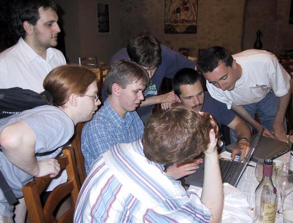 History of Debian-Med - Social event of LSM with laptop open