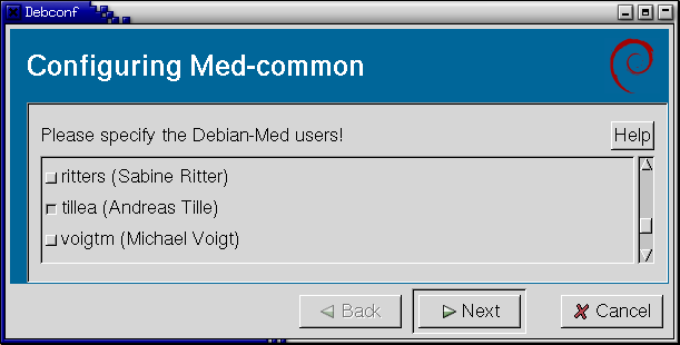 Med-common debconf screenshot